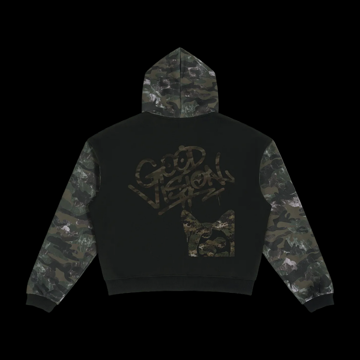 Unisex Colorblock Camo Full Zip Boxy Hoodie